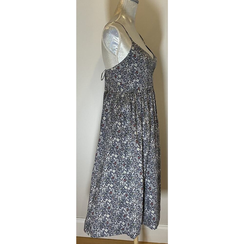 J Crew Dress Liberty Of London Fabric Sundress Navy White Red Floral Sz 4 - Picture 2 of 9